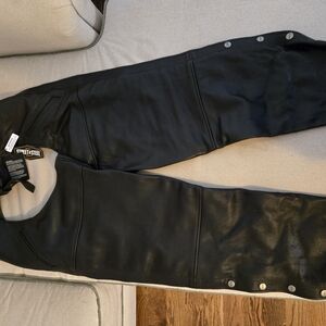 Street & Steel Black Leather Motorcycle Chaps